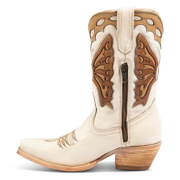 Freebird Butterfly Leather Cowboy Boots - Size 7 - White - Picture 5 of 6